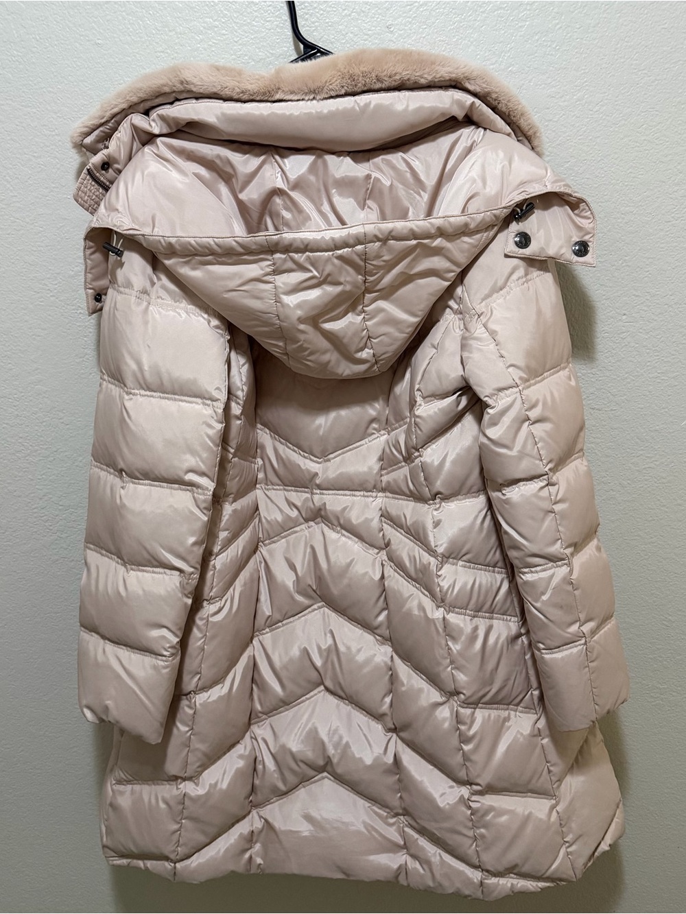 London Fog Blush Pink Faux Fur Collar Quilted Puffer Coat Estimated M/L - Picture 2 of 6